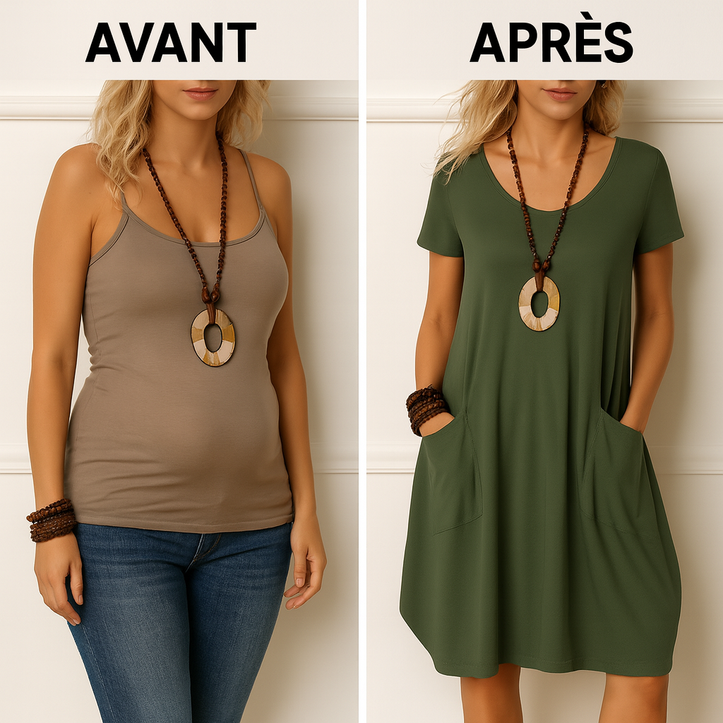 Robe fluide avec une couverture subtile du ventre