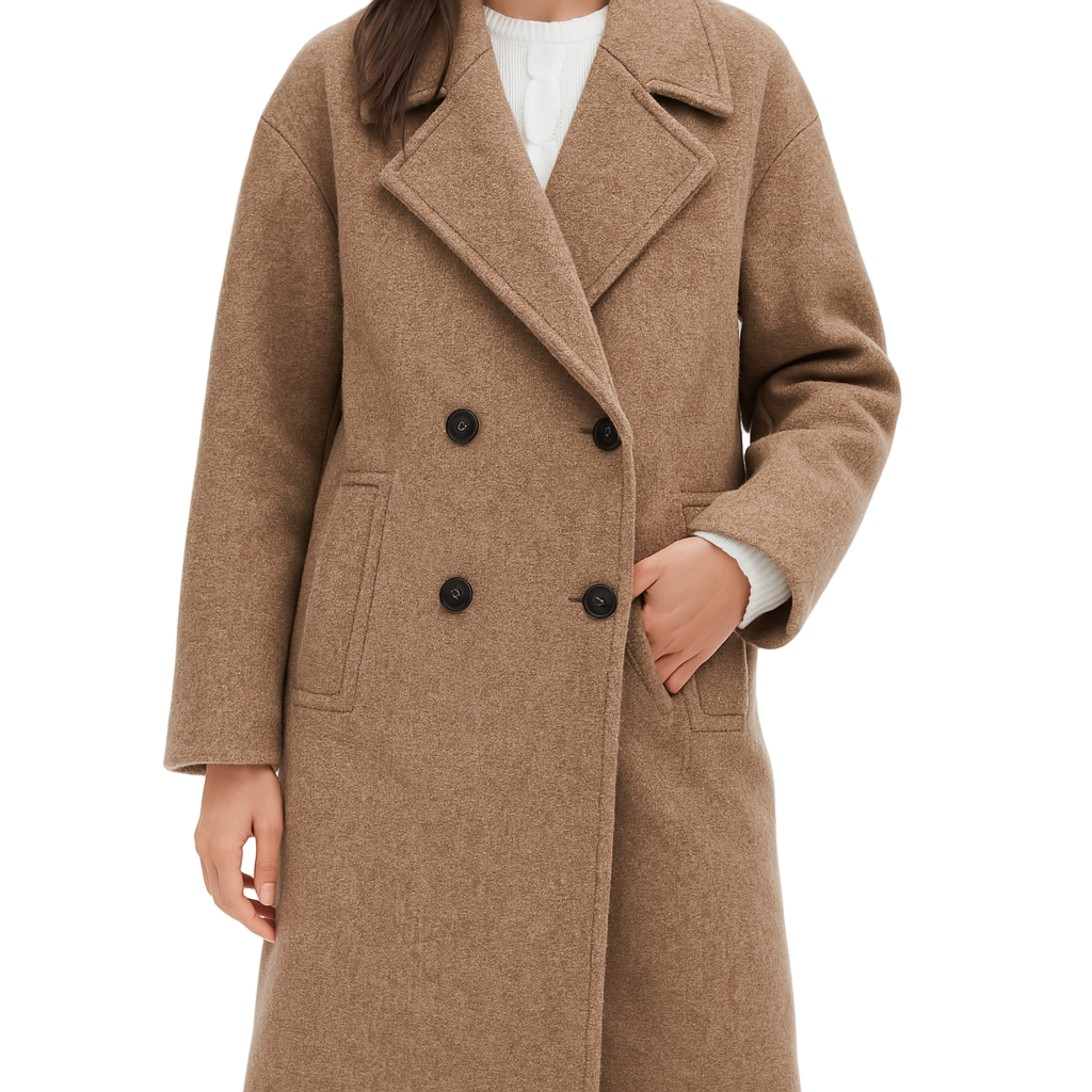 Manteau Long Élégant à Double Boutonnage