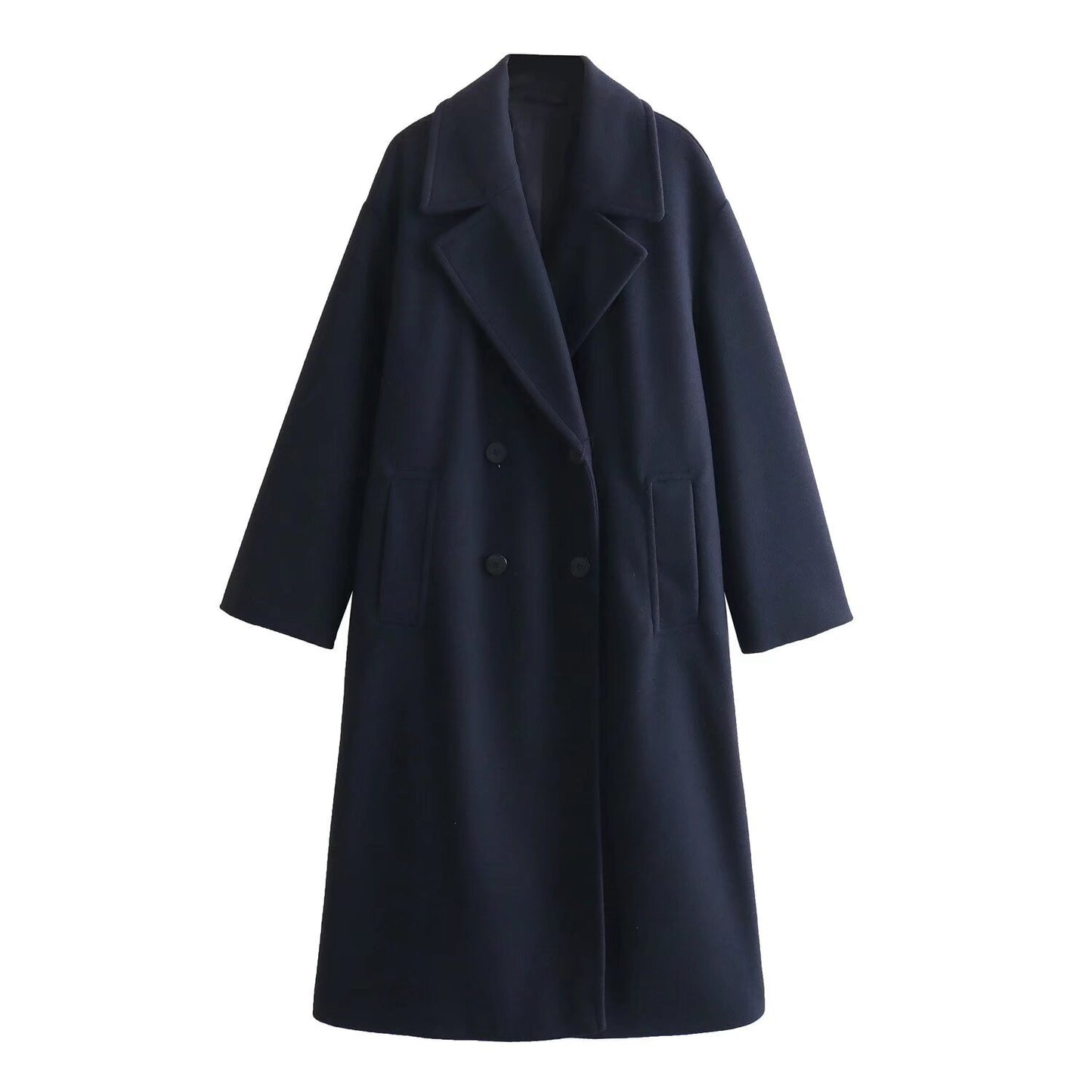 Manteau Long Élégant à Double Boutonnage