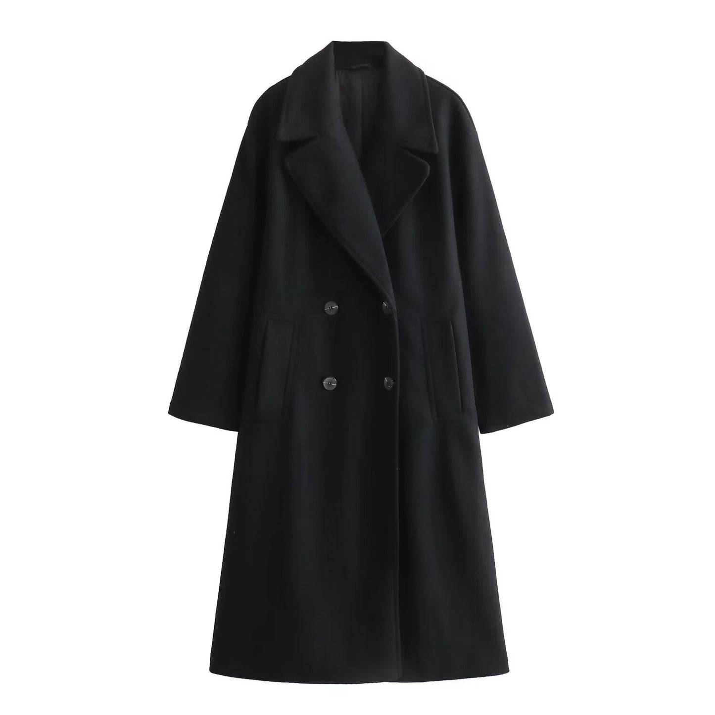 Manteau Long Élégant à Double Boutonnage